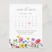 Wildblume Rustikaler Blumenkalender Save the Date Postkarte (Vorderseite)