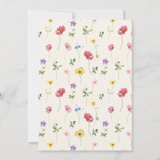 Wildblume Rustikaler Chic Boho Blumendetails Hochz Einladung (Rückseite)