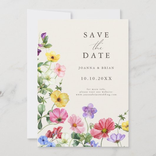 Wildblume Rustikaler Chic Floral Boho Save the Dat Date (Vorderseite)