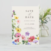 Wildblume Rustikaler Chic Floral Boho Save the Dat Date (Stehend Vorderseite)