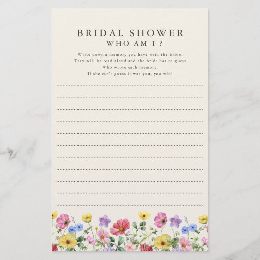 Wildblume Rustikaler Chic Floral Who I Game (Vorderseite)