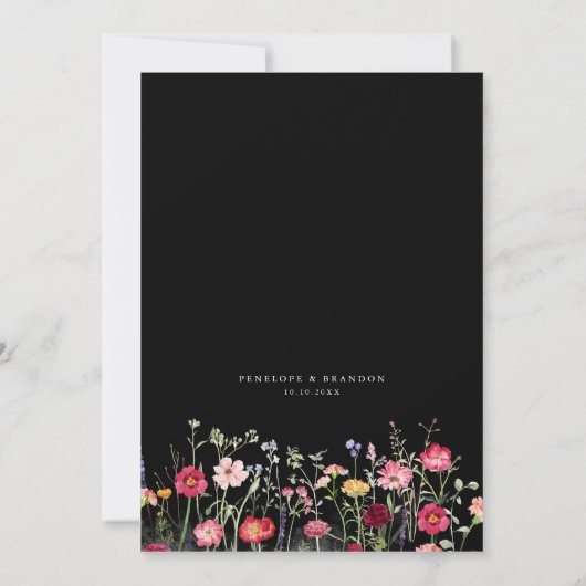 Wildblume Rustikaler Garten Hochzeit Einladung (Rückseite)