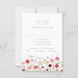 Wildblume Rustikaler Garten Hochzeit RSVP Karte
