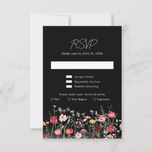 Wildblume Rustikaler Garten Hochzeit RSVP Karte