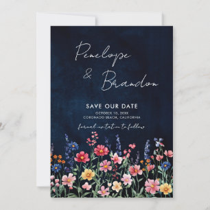 Wildblume Rustikales Boho Floral Navy Foto S Save The Date