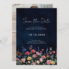 Wildblume Rustikales Boho Floral Navy Foto Save The Date