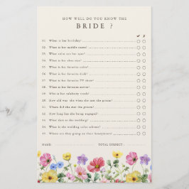 Wildblume Rustikales Brautparty-Spiel