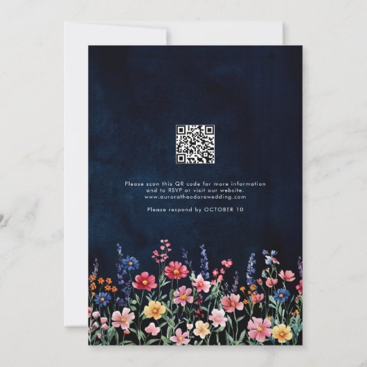 Wildblume Rustische QR-Code Hochzeit der Seestreit Einladung (Rückseite)