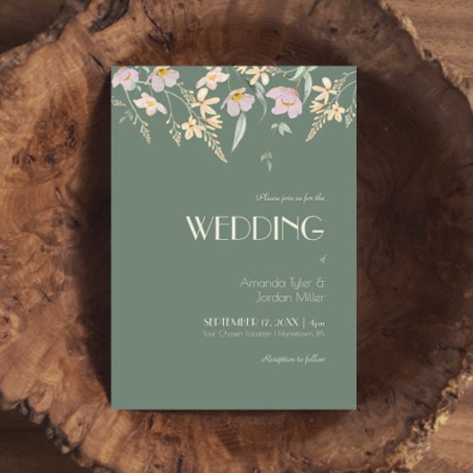 Wildblume Sage Deko alle in einer Hochzeit Einladung