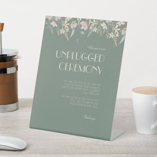 Wildblume Sage Deko Hochzeit Unplugged Zeremonie Sockelschild (In SItu)