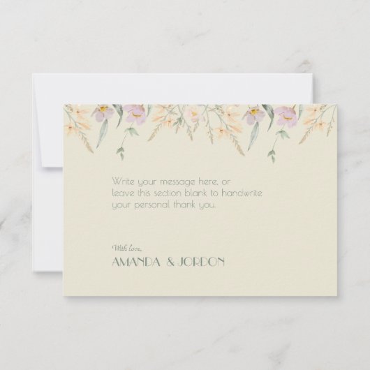 Wildblume Sage Deko Hochzeitstuhl Dankeschön Karte (Rückseite)