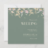 Wildblume Sage Deko Square Wedding Einladung (Vorderseite)