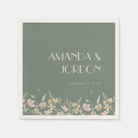 Wildblume Sage Deko Wedding Cocktail Serviette (Vorderseite)
