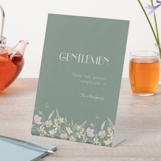 Wildblume Sage Deko Wedding Gentlemen Badezimmer Sockelschild (In Situ)