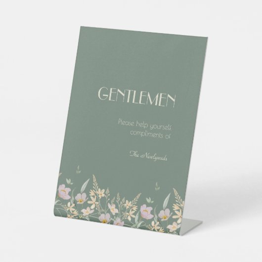 Wildblume Sage Deko Wedding Gentlemen Badezimmer Sockelschild (Vorderseite)