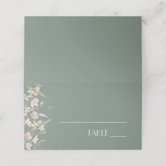 Wildblume Sage Deko Wedding Platzkarte Zelt (Außenseite Aufgefaltet)