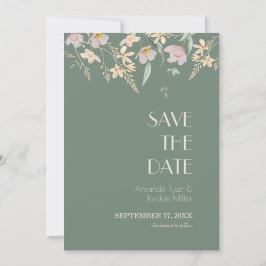 Wildblume Sage Deko Wedding Save the Date (Vorderseite)
