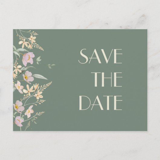 Wildblume Sage Deko Wedding Save the Date Ankündigungspostkarte (Vorderseite)