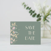 Wildblume Sage Deko Wedding Save the Date Ankündigungspostkarte (Stehend Vorderseite)