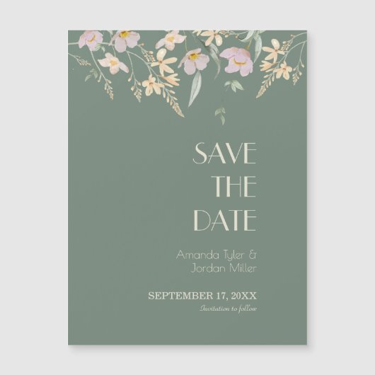 Wildblume Sage Deko Wedding Save the Date Magnet (Vorderseite)