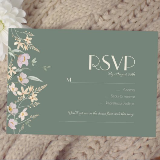 Wildblume Sage Deko Wedding Song Anfrage RSVP Karte