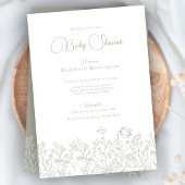 Wildblume Sage Green Baby Dusche Einladung