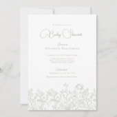 Wildblume Sage Green Baby Dusche Einladung (Vorderseite)