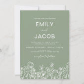 Wildblume Sage Green Botanical Wedding Einladung (Vorderseite)