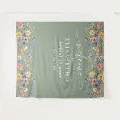 Wildblume Sage Green Brautparty Begrüßungszeichen Wandteppich (Vorderseite (Horizontal))