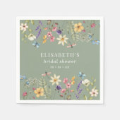 Wildblume Sage Green Brautparty Paper Napkin Serviette (Vorderseite)