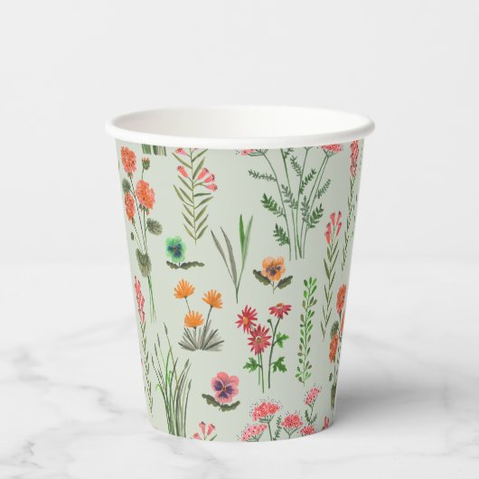 Wildblume Sage Green Brautparty Pappbecher (Rückseite)