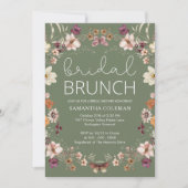 Wildblume Sage Green Bridal Brunch Brautparty Einladung (Vorderseite)