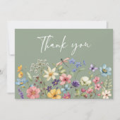 Wildblume Sage Green Floral Brautparty Dankeskarte (Vorderseite)