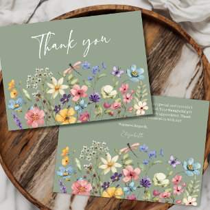 Wildblume Sage Green Floral Brautparty Dankeskarte