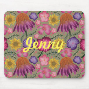 Wildblume Sage Green Floral Personalisiert Mousepad