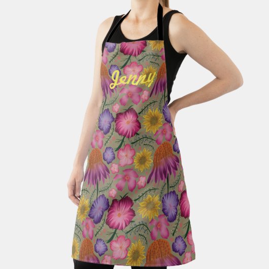 Wildblume Sage Green Floral Personalisierte Schürz Schürze (InSitu)