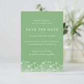 Wildblume Sage Green Save the Date (Stehend Vorderseite)