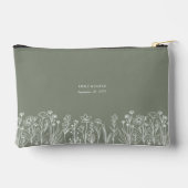 Wildblume Sage Green Wedding Bridesmaid Zubehörtasche (Rückseite)