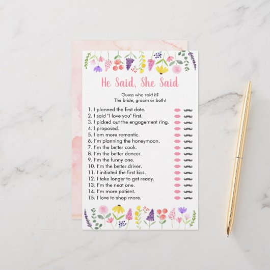 Wildblume, sagte er, sie sagte Bridal Game (Vorderseite/Rückseite Beispiel)