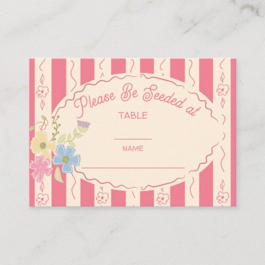 Wildblume Samenpackung Hochzeit Tischnummer Name Platzkarte (Vorderseite)