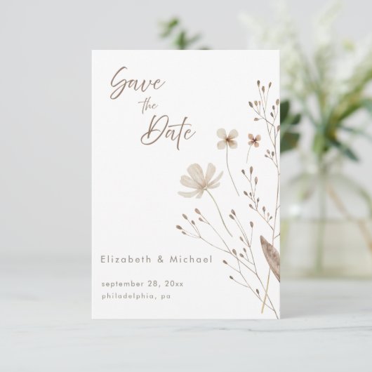 Wildblume | Save the Date Einladung (Stehend Vorderseite)