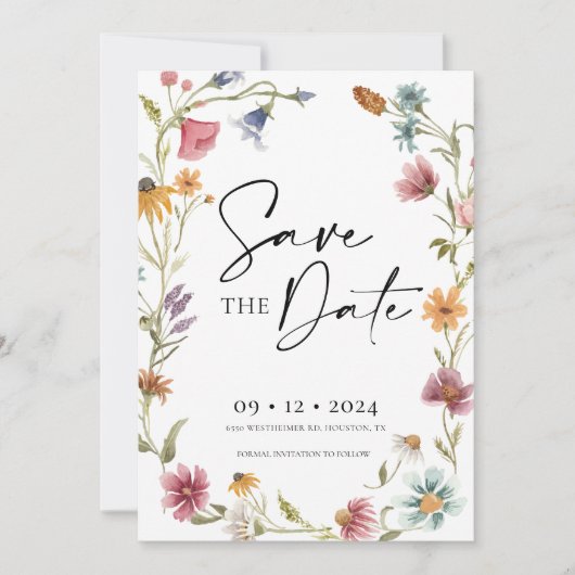 Wildblume Save the Date Einladung (Vorderseite)