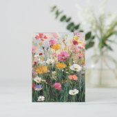 Wildblume Schattenfarbene Ölgemälde Postkarte (Stehend Vorderseite)