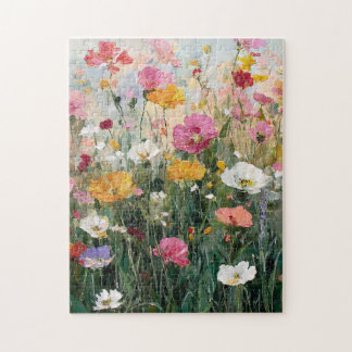 Wildblume Schattenfarbene Ölgemälde Puzzle