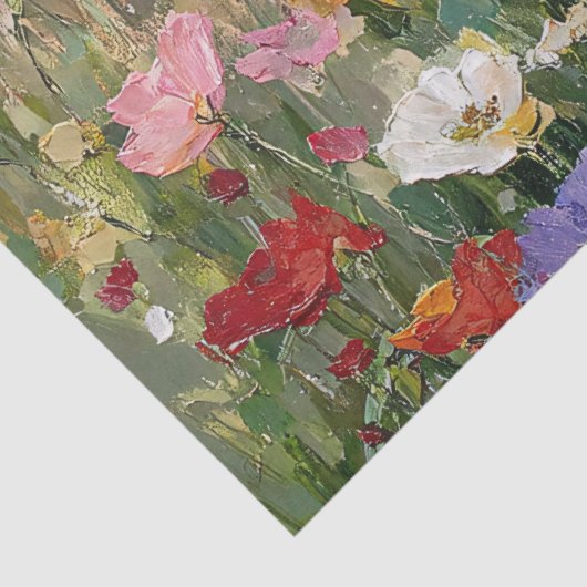 Wildblume Schattenfarbene Ölgemälde Seidenpapier (Detail)