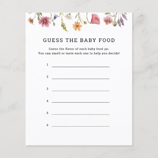 Wildblume schätzt die Babyspielkarten (Vorderseite)