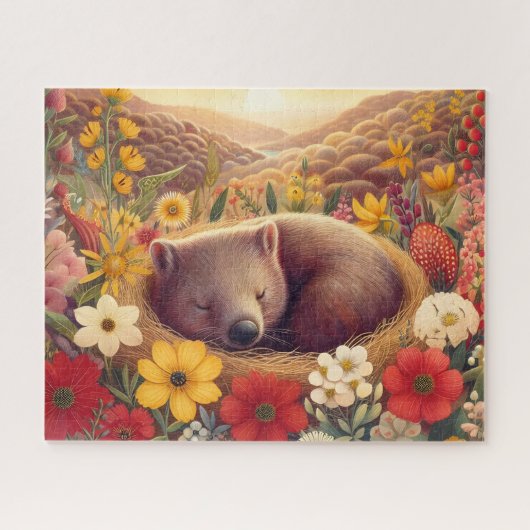Wildblume Schlafender Wombat Puzzle (Horizontal)