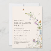 Wildblume Schmetterling Blumenfeier Einladung (Vorderseite)