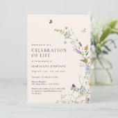 Wildblume Schmetterling Blumenfeier Einladung (Stehend Vorderseite)