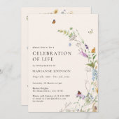 Wildblume Schmetterling Blumenfeier Einladung (Vorne/Hinten)